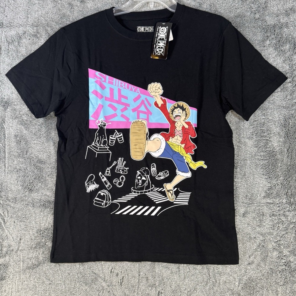 NWT One Piece Official Anime TShirt Luffy Japan Exclusive Black Size L Fine Plus